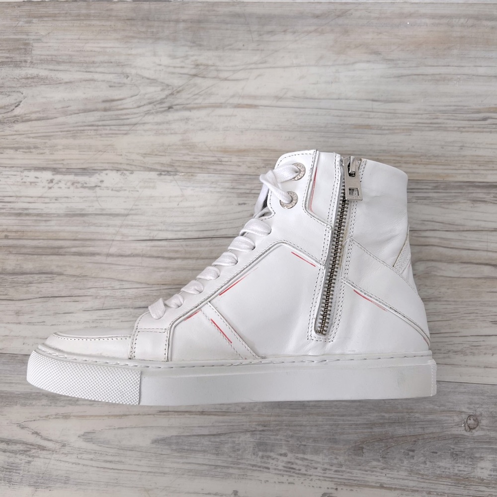 Zadig & Voltaire goatskin leather high-top sneakers with a hidden wedge